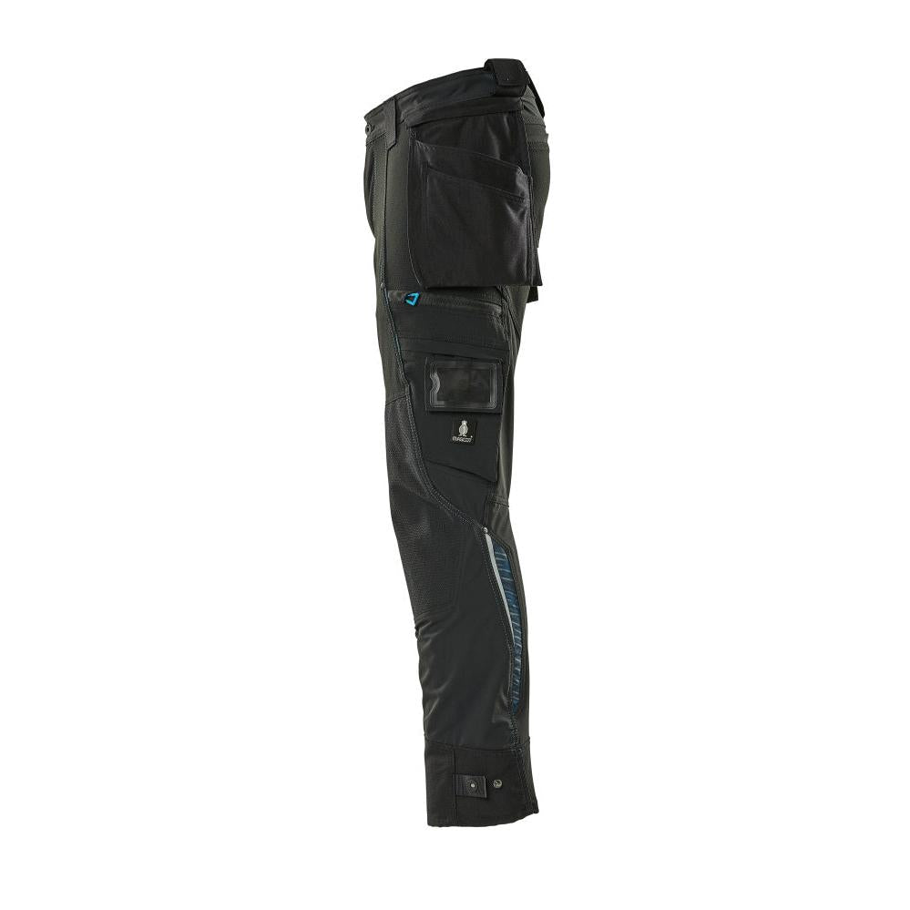 Pantalon avec poches suspendues, pantalon stretch, noir