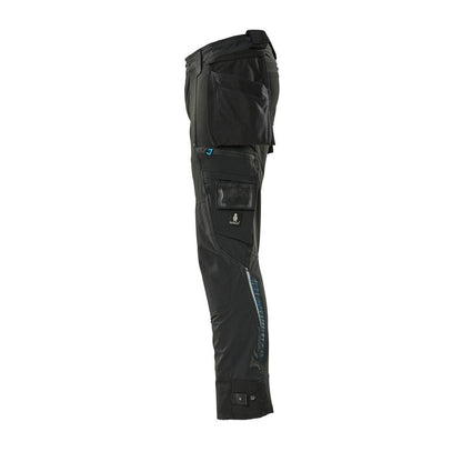 Pantalon avec poches suspendues, pantalon stretch, noir