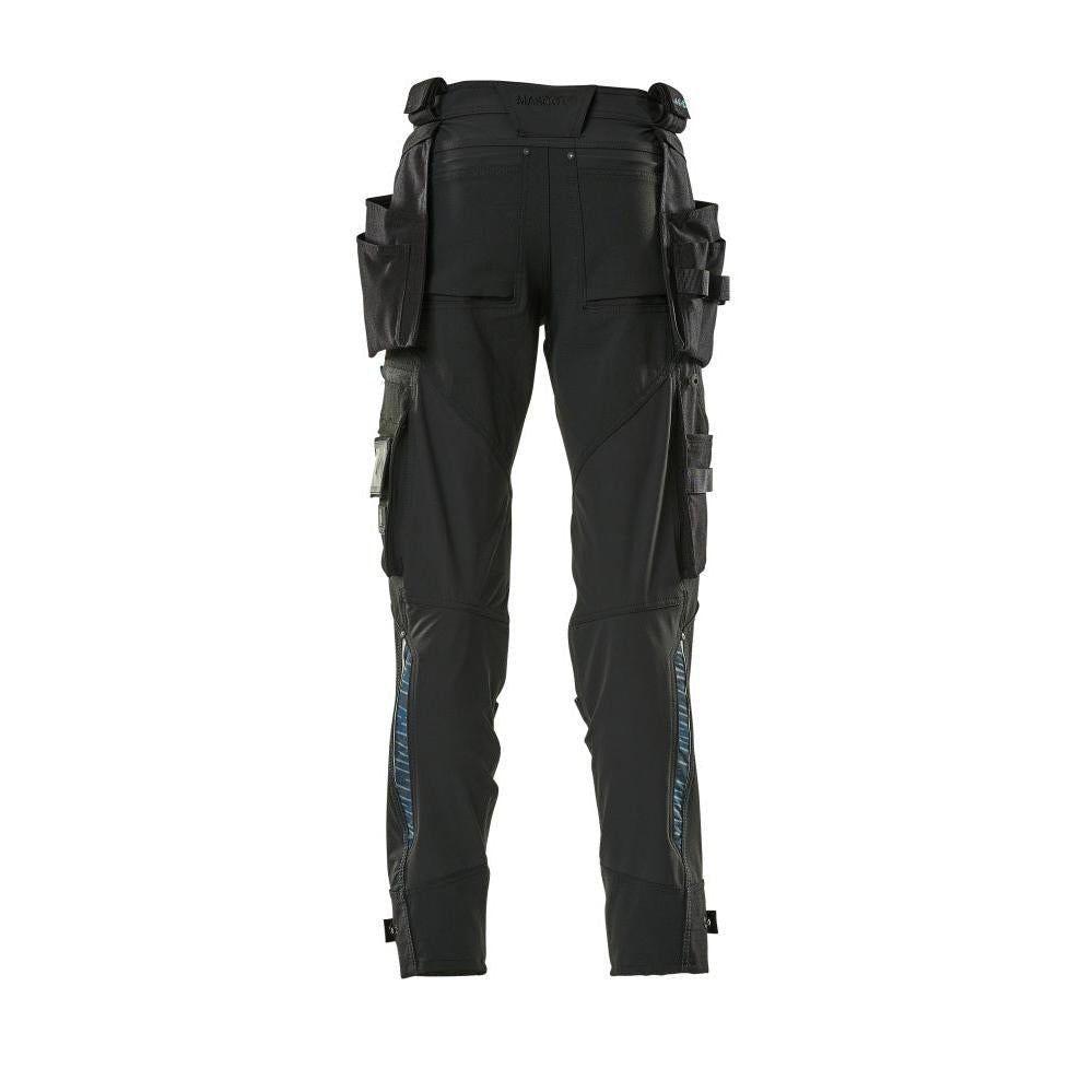 Pantalon avec poches suspendues, pantalon stretch, noir