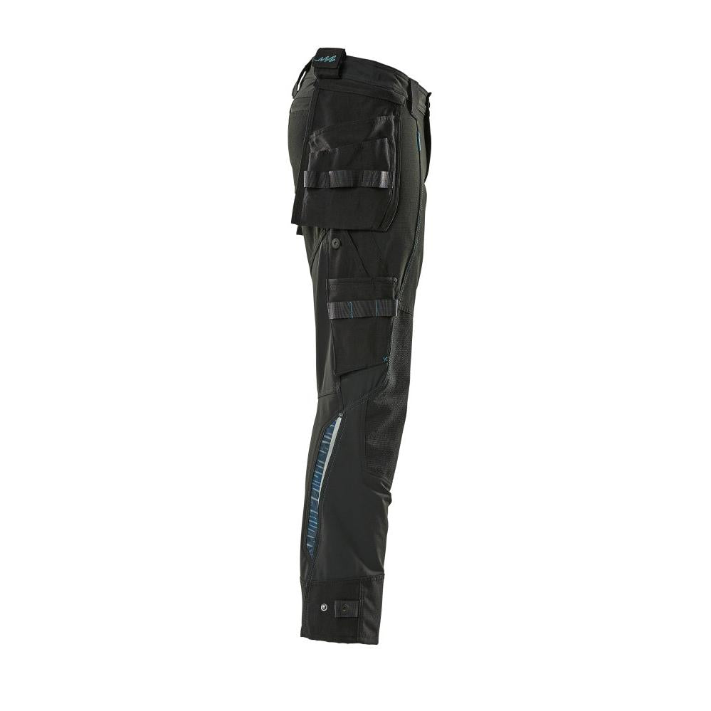 Pantalon avec poches suspendues, pantalon stretch, noir