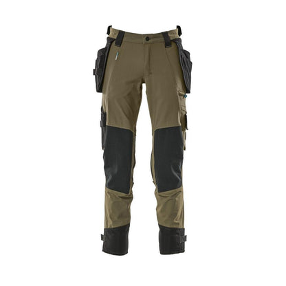 Broek met hangende zakken, stretchbroek, mosgroen