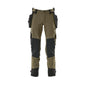 Broek met hangende zakken, stretchbroek, mosgroen