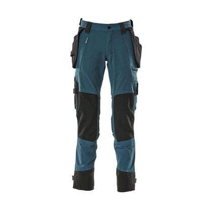 Broek met hangende zakken, stretchbroek, donker petroleum