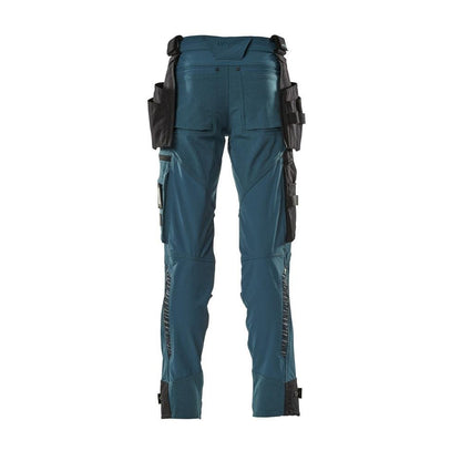 Broek met hangende zakken, stretchbroek, donker petroleum