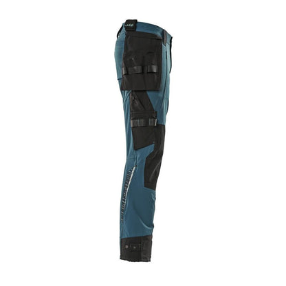 Broek met hangende zakken, stretchbroek, donker petroleum