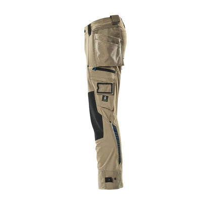 Pantalon avec poches suspendues, pantalon stretch, kaki clair