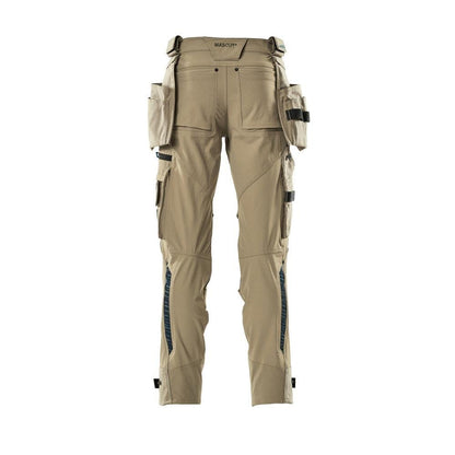 Pantalon avec poches suspendues, pantalon stretch, kaki clair