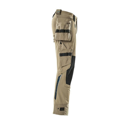 Pantalon avec poches suspendues, pantalon stretch, kaki clair