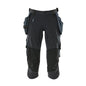 Pantalon trois-quarts, poches suspendues, pantalon trois-quarts stretch, noir-bleu