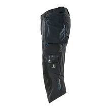 Pantalon trois-quarts, poches suspendues, pantalon trois-quarts stretch, noir-bleu