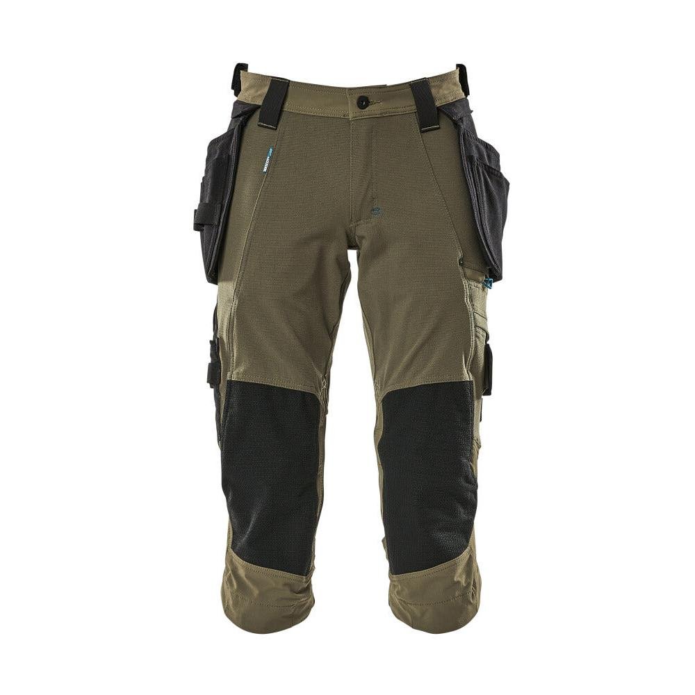 Pantalon trois-quarts, poches suspendues, pantalon trois-quarts stretch, vert mousse