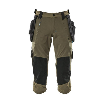 Pantalon trois-quarts, poches suspendues, pantalon trois-quarts stretch, vert mousse