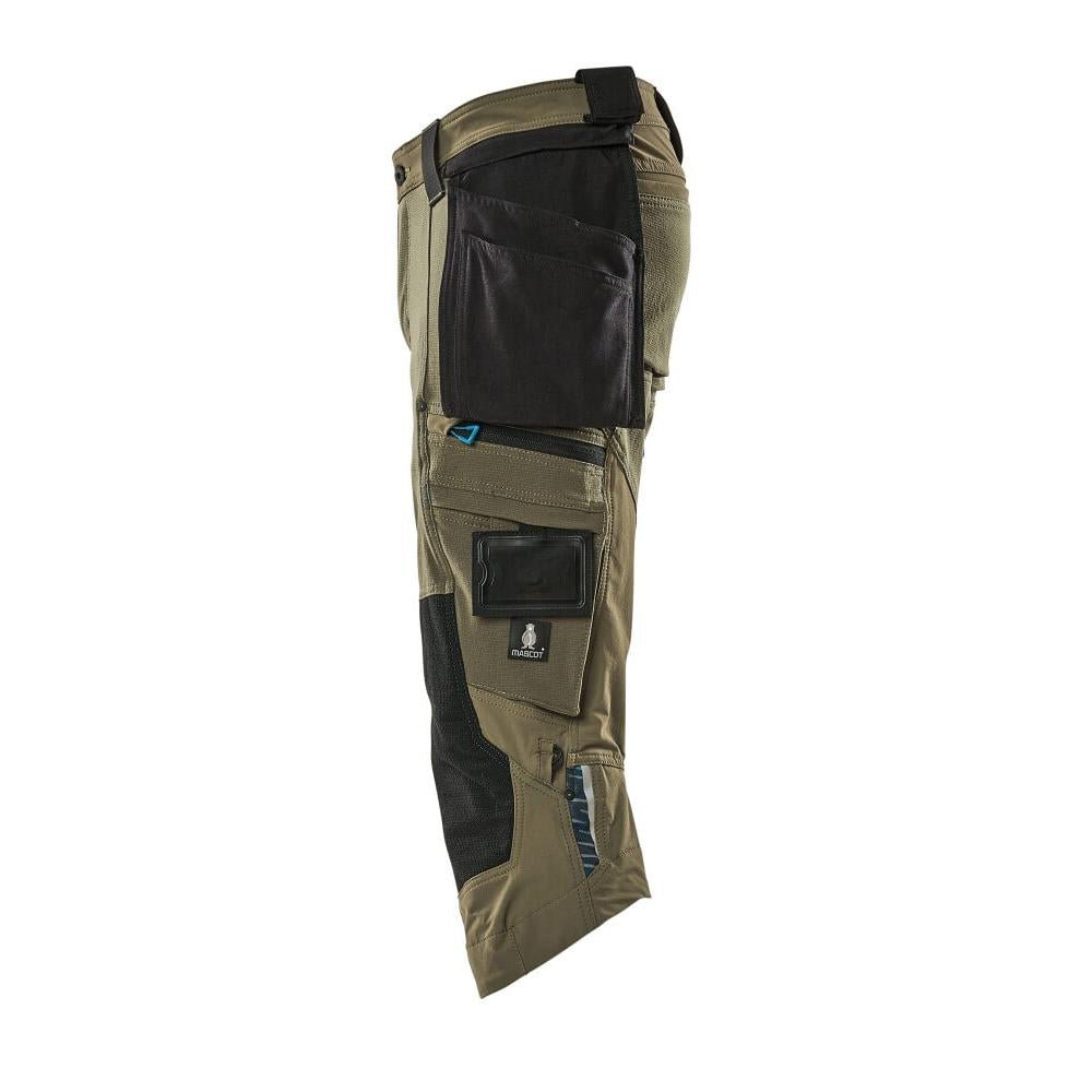 Pantalon trois-quarts, poches suspendues, pantalon trois-quarts stretch, vert mousse