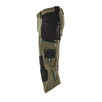 Pantalon trois-quarts, poches suspendues, pantalon trois-quarts stretch, vert mousse