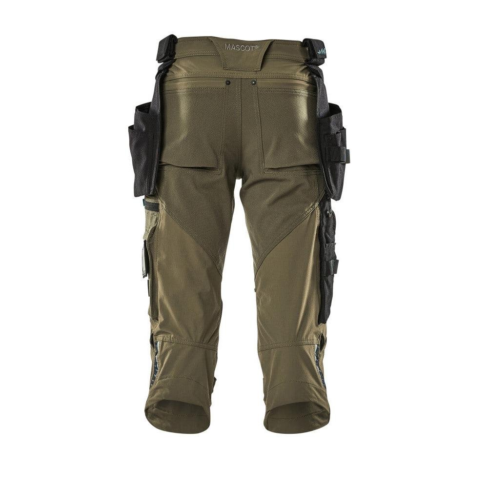 Pantalon trois-quarts, poches suspendues, pantalon trois-quarts stretch, vert mousse