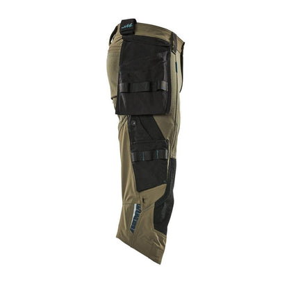 Pantalon trois-quarts, poches suspendues, pantalon trois-quarts stretch, vert mousse