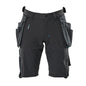 Short, poches suspendues amovibles, short artisan stretch, noir-bleu