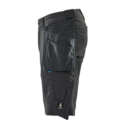 Short, poches suspendues amovibles, short artisan stretch, noir-bleu