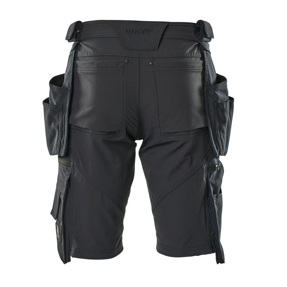 Short, poches suspendues amovibles, short artisan stretch, noir-bleu