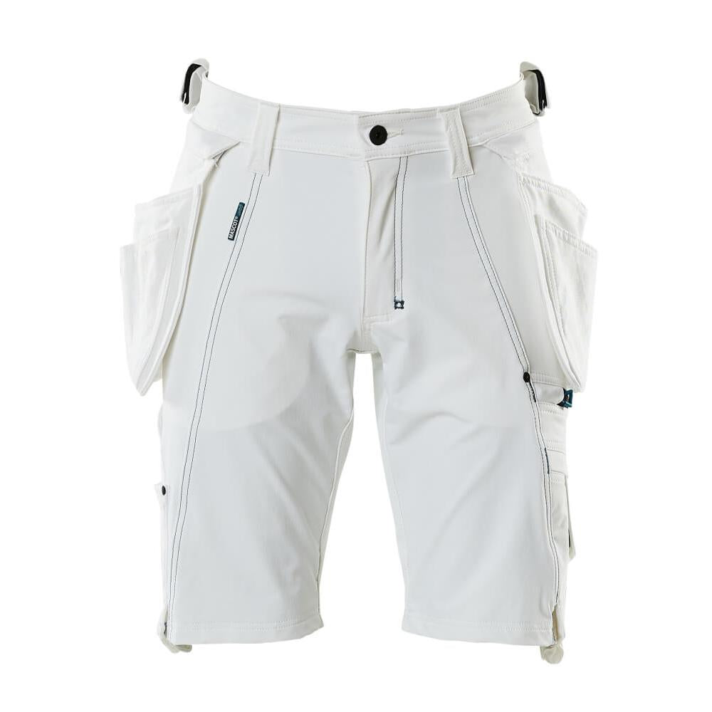 Short, poches suspendues amovibles, short artisan stretch, blanc