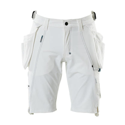 Short, poches suspendues amovibles, short artisan stretch, blanc