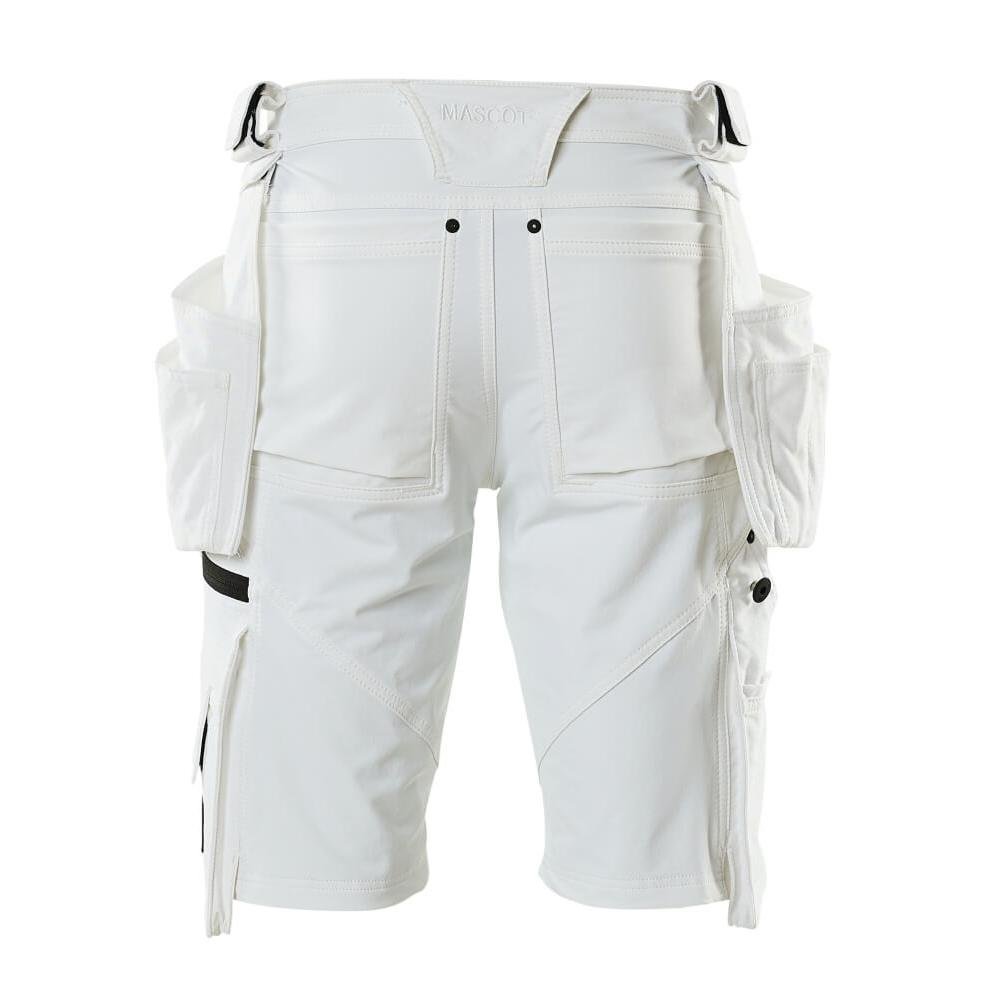 Short, poches suspendues amovibles, short artisan stretch, blanc