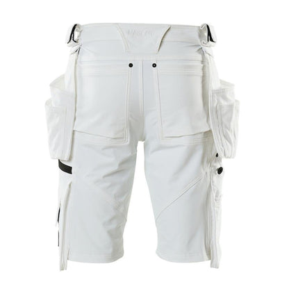 Short, poches suspendues amovibles, short artisan stretch, blanc