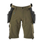 Shorts, afneembare hangende zakken, stretch werkbroek, mosgroen