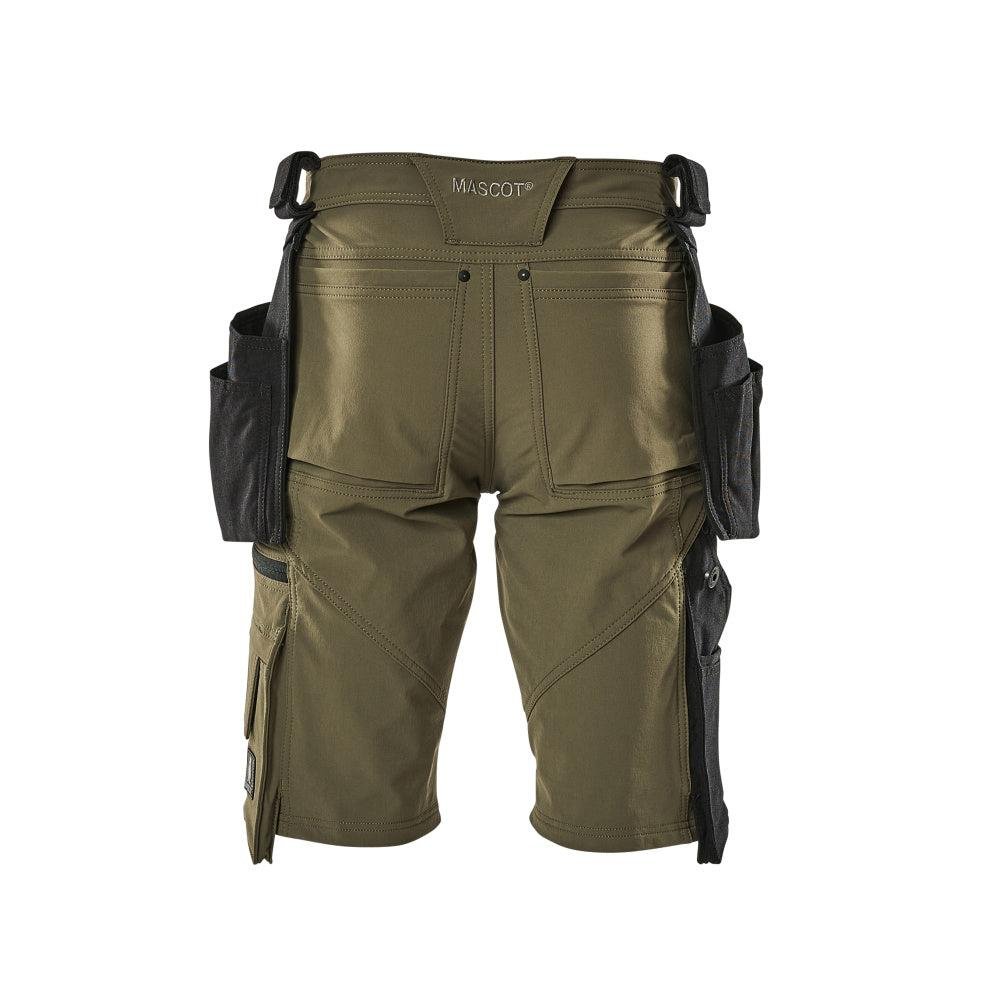 Shorts, afneembare hangende zakken, stretch werkbroek, mosgroen