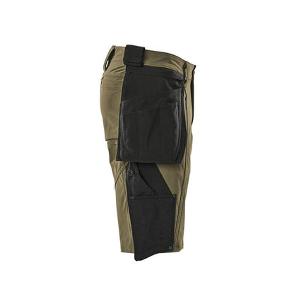 Shorts, afneembare hangende zakken, stretch werkbroek, mosgroen