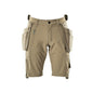 Short, poches suspendues amovibles, short artisan stretch, kaki clair