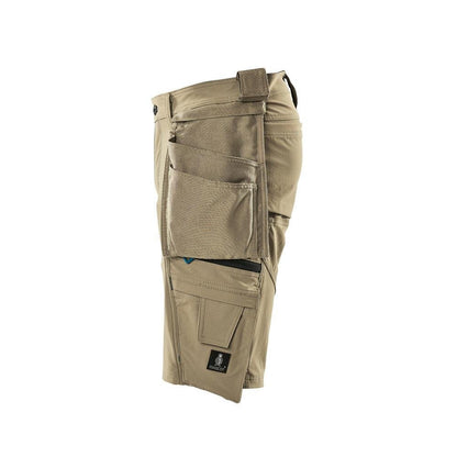 Short, poches suspendues amovibles, short artisan stretch, kaki clair