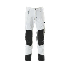 Broek met kniezakken, stretch, lichte broek, wit