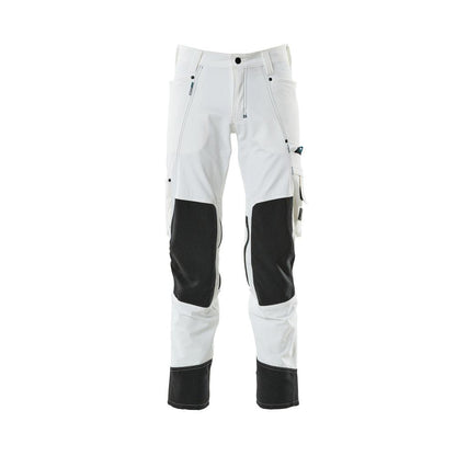 Broek met kniezakken, stretch, lichte broek, wit