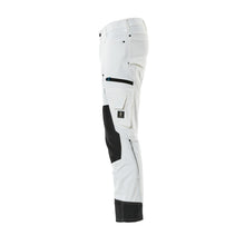 Broek met kniezakken, stretch, lichte broek, wit