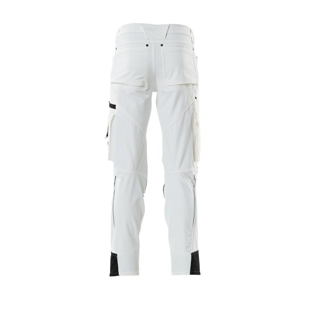 Broek met kniezakken, stretch, lichte broek, wit