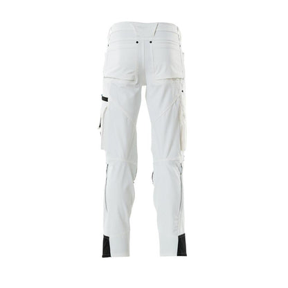 Broek met kniezakken, stretch, lichte broek, wit