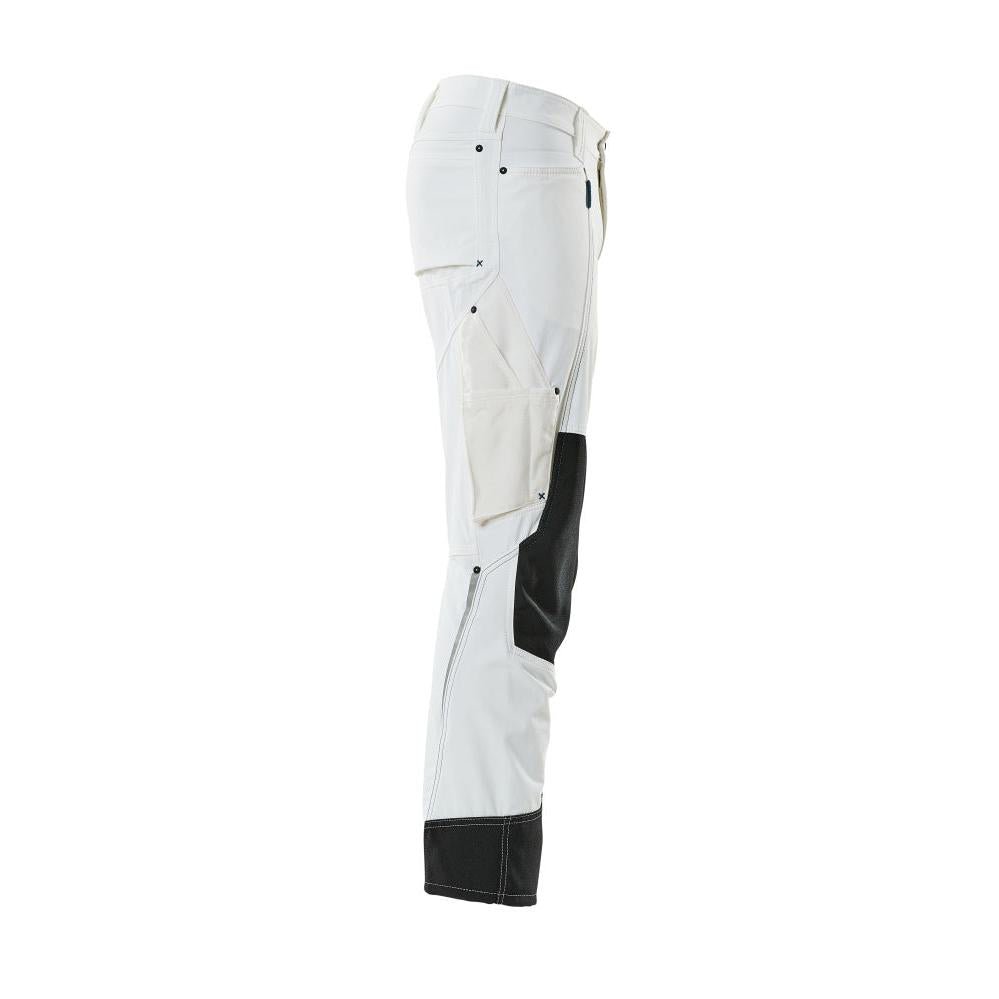 Broek met kniezakken, stretch, lichte broek, wit