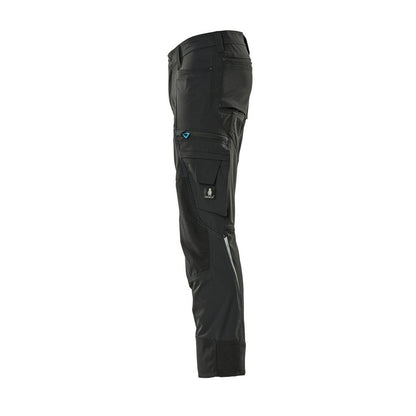 Pantalon avec poches genoux, pantalon léger stretch, noir