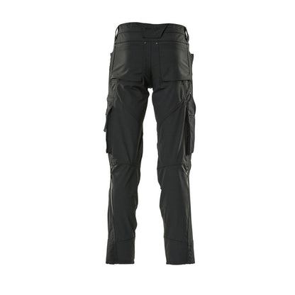 Pantalon avec poches genoux, pantalon léger stretch, noir