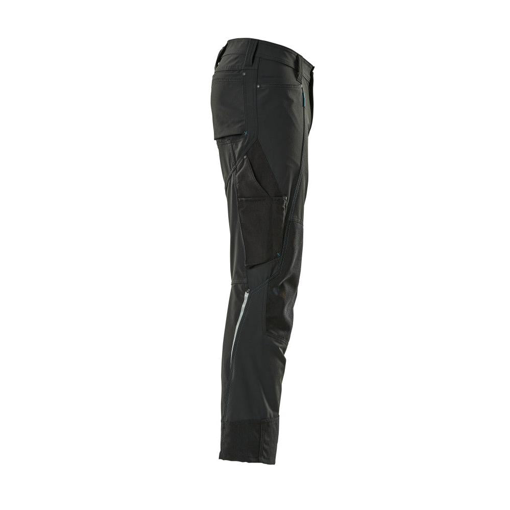 Pantalon avec poches genoux, pantalon léger stretch, noir