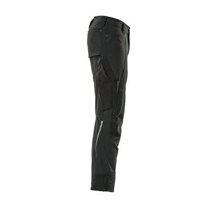 Pantalon avec poches genoux, pantalon léger stretch, noir