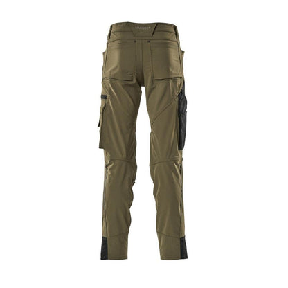 Pantalon avec poches genoux, stretch, pantalon léger, vert mousse