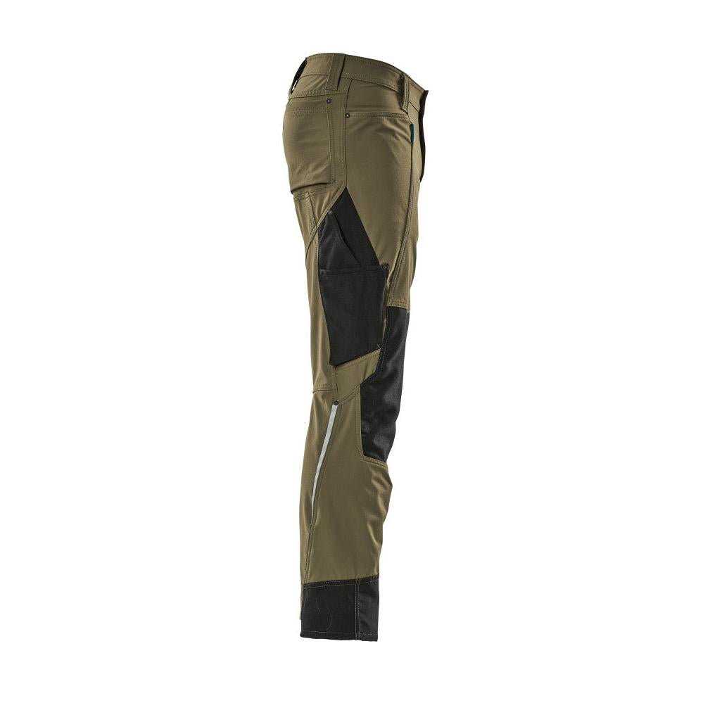 Pantalon avec poches genoux, stretch, pantalon léger, vert mousse
