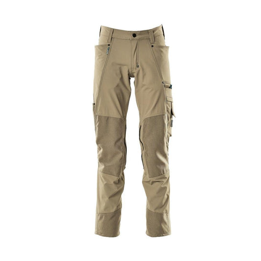 Broek met kniezakken, stretch, lichte broek, licht kaki