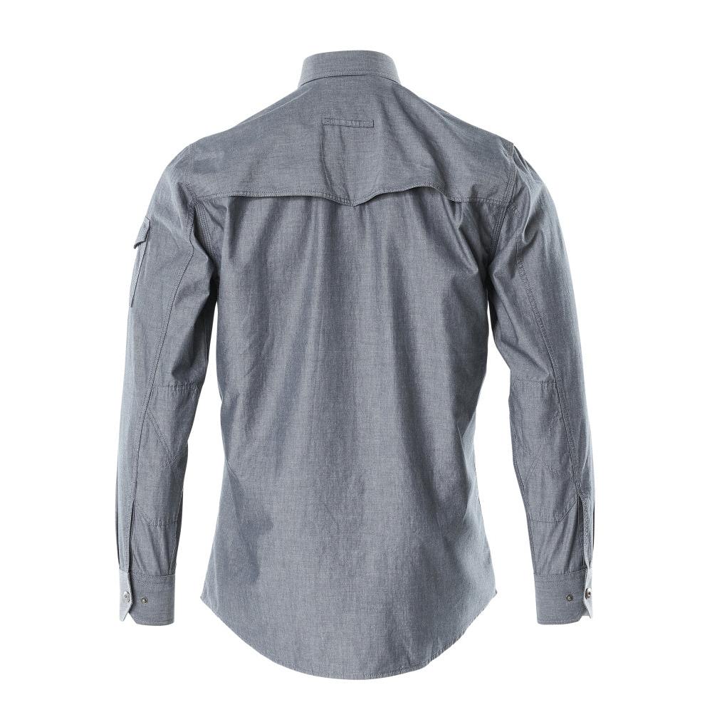 Chambray overhemd met mesh voering, gewassen donker denim