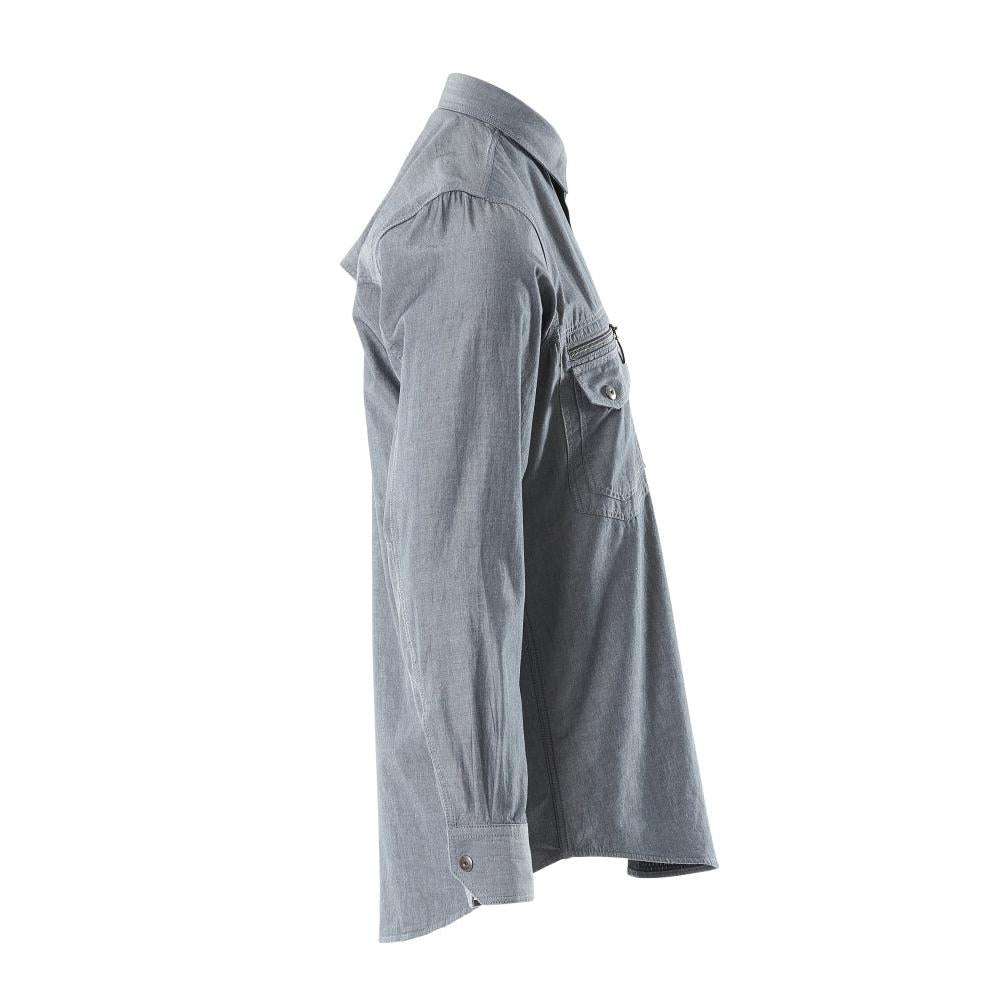 Chambray overhemd met mesh voering, gewassen donker denim
