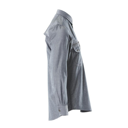 Chambray overhemd met mesh voering, gewassen donker denim