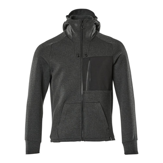 Sweatshirt met capuchon, sweatshirt met ritssluiting en capuchon, zwart gemêleerd/zwart