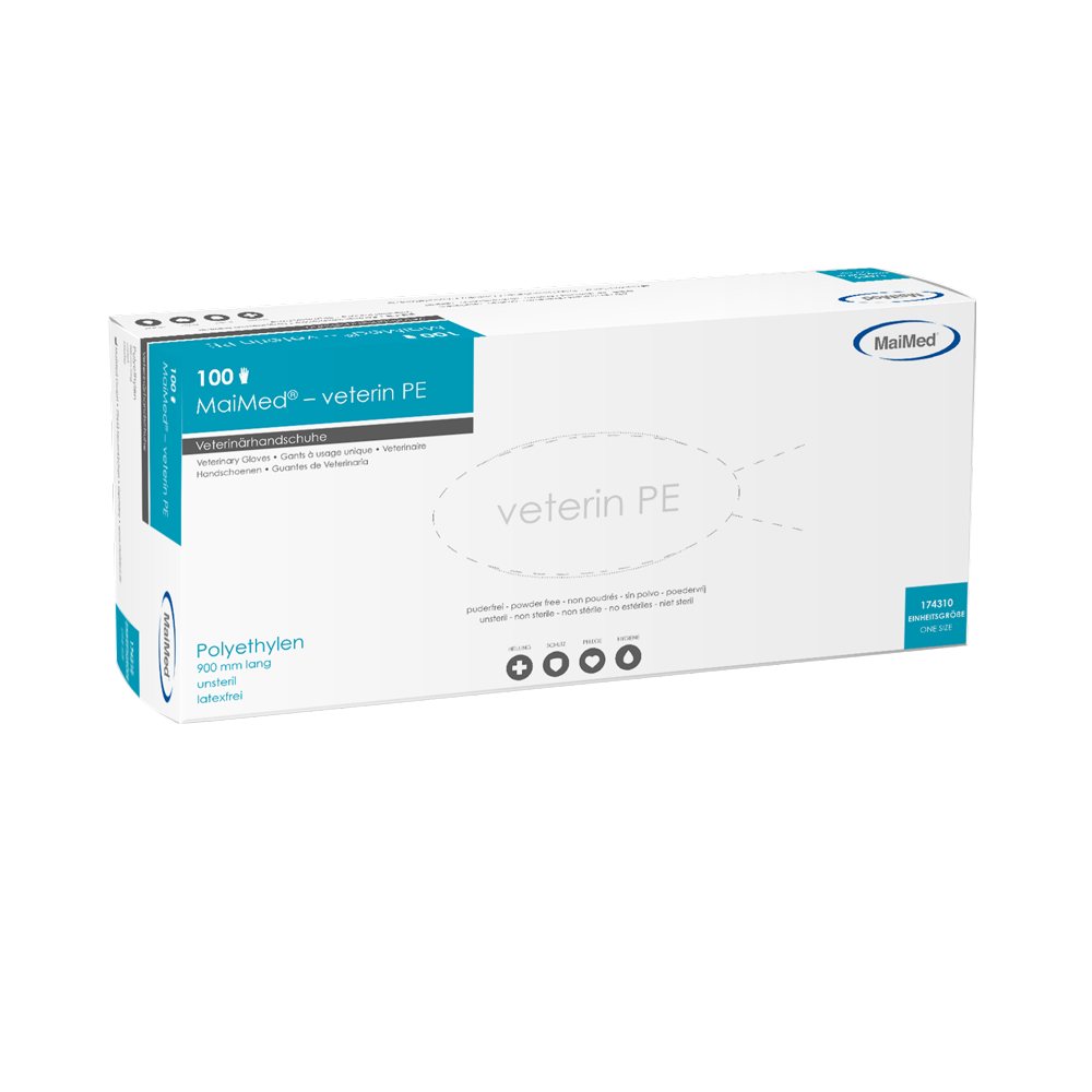 MaiMed-veterin PE dierenartshandschoenen 90cm, oranje, 100 stuks/doos | Doos (100 stuks)